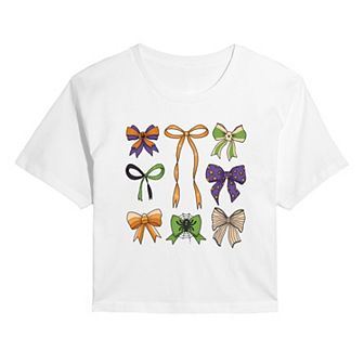 Juniors' Halloween Bows Cropped Tee