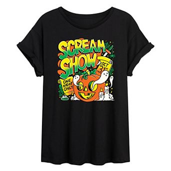 Juniors' Scream Show Halloween Oversized Tee
