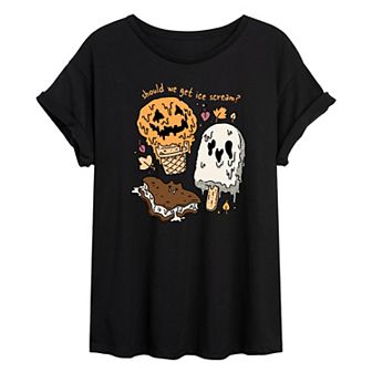 Juniors' Should We Get Ice Scream? Oversized Tee