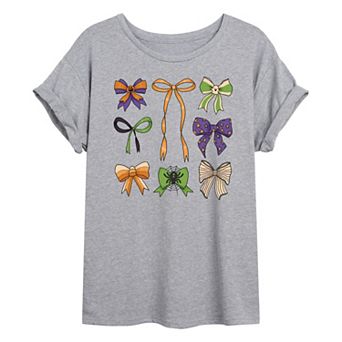 Juniors' Halloween Bows Oversized Tee
