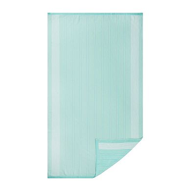 The Big One® Sand Resistant Aqua Stripe Oversized Beach Towel