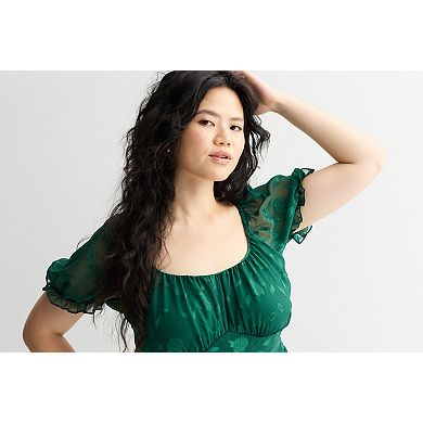 Juniors' Plus Size Liberty Love Floral Jacquard Chiffon Skater Dress