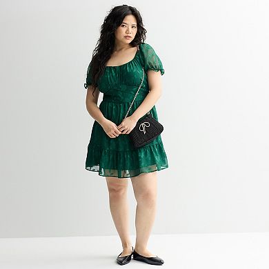 Juniors' Plus Size Liberty Love Floral Jacquard Chiffon Skater Dress