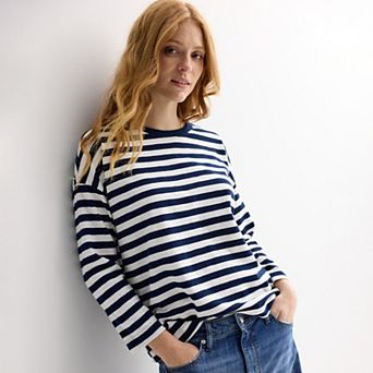 Women's Sonoma Goods For Life® Striped Long Sleeve Boxy Tee
