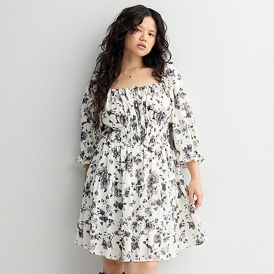 kohls skater dress Juniors' Mary & Mo Long Sleeve Cinched Skater Dress