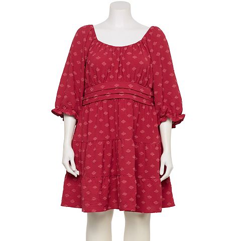 Женские платья Plus Juniors' Plus Size Mary & Mo Elbow Sleeve Tiered Dress