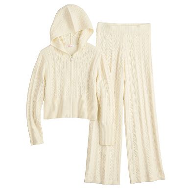 Girls 4-20 Mini Society 2-pc. Cable Zipper Hoodie & Pant Set