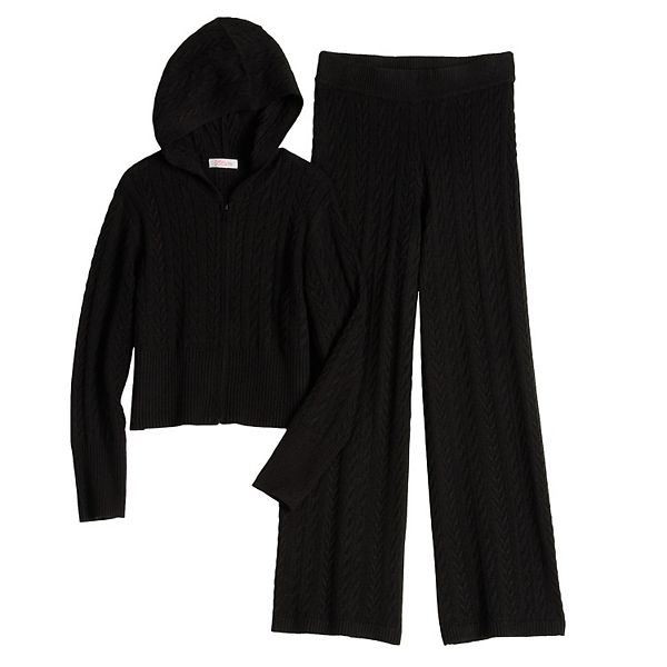 Girls 4-20 Mini Society 2-pc. Cable Zipper Hoodie & Pant Set
