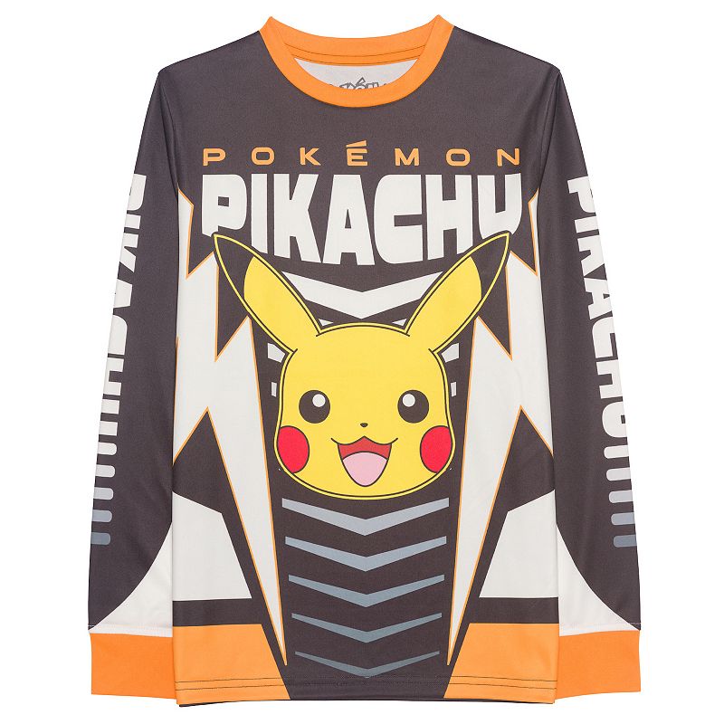 Boys 8-20 Pokémon Pikachu Long Sleeve Moto Jersey Graphic Tee