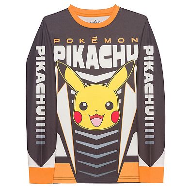 Boys 8-20 Pokémon Pikachu Long Sleeve Moto Jersey Graphic Tee
