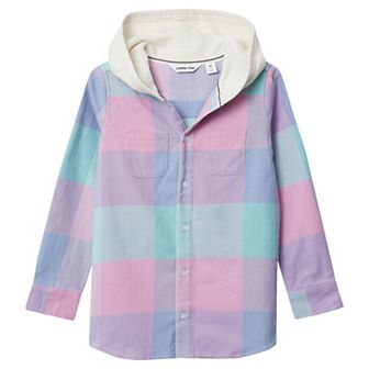 Kids 2-20 Lands' End Long Sleeve Hooded Flannel Shirt Jacket