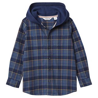 Kids 2-20 Lands' End Long Sleeve Hooded Flannel Shirt Jacket