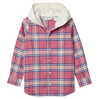 Kids 2-20 Lands' End Long Sleeve Hooded Flannel Shirt Jacket