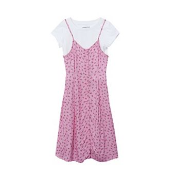 Girls Lands' End Short Sleeve Tee & Slip Dress Set