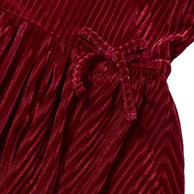 Girls Lands' End Bubble Short Sleeve Velour Dress