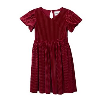 Girls Lands' End Bubble Short Sleeve Velour Dress