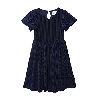 Girls Lands' End Bubble Short Sleeve Velour Dress