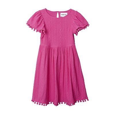 Lands' End Girls Lace Short Sleeve Dress - Rose Violet