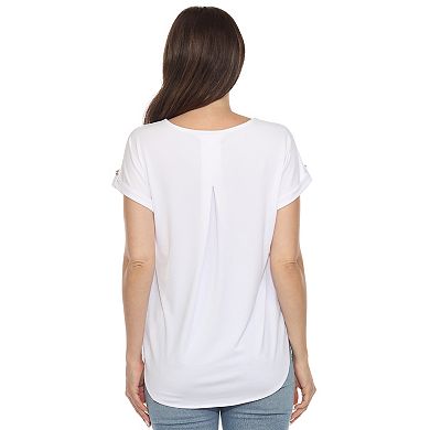 Women's Folded Short Sleeve Solid Top