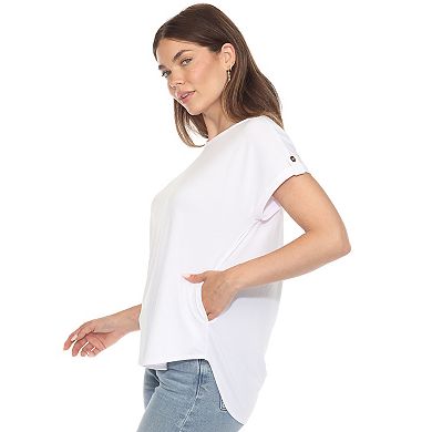 Women's Folded Short Sleeve Solid Top