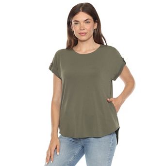 Women's Folded Short Sleeve Solid Top