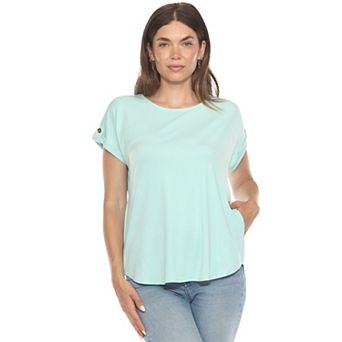 Women's Folded Short Sleeve Solid Top
