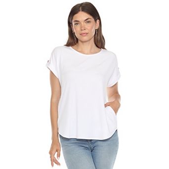 Women's Folded Short Sleeve Solid Top