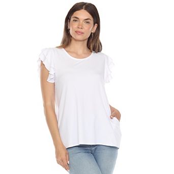 Women's Ruffle Sleeve Solid Top