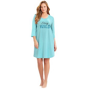 Avenue Women's Plus Size Body Three-Quarter Sleeve Sleepshirt