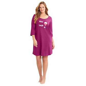 Avenue Women's Plus Size Body Three-Quarter Sleeve Sleepshirt
