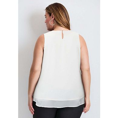 Avenue Women's Plus Size Sleeveless Double Layer Swing Tank