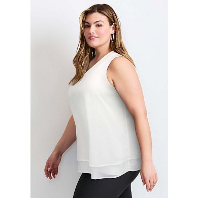 Avenue Women's Plus Size Sleeveless Double Layer Swing Tank
