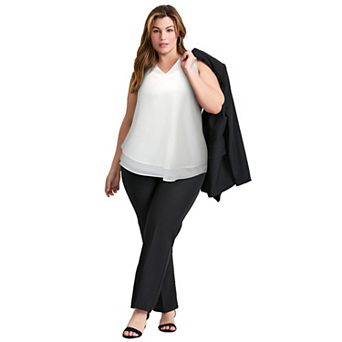Avenue Women's Plus Size Sleeveless Double Layer Swing Tank