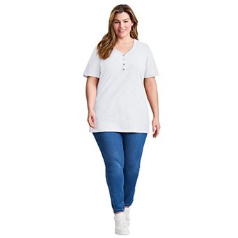 Avenue Women's Plus Size Short Sleeve Henley Tunic