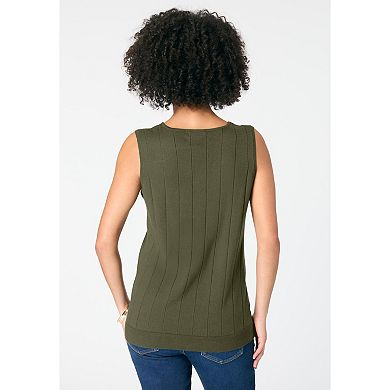 Roaman's Women's Plus Size Plus Size Drop Needle Tank Lightweight Sweater Knit