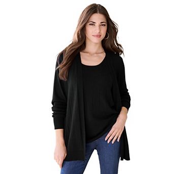 Roaman's Women's Plus Size Drop Needle Tank Lightweight Sweater Knit