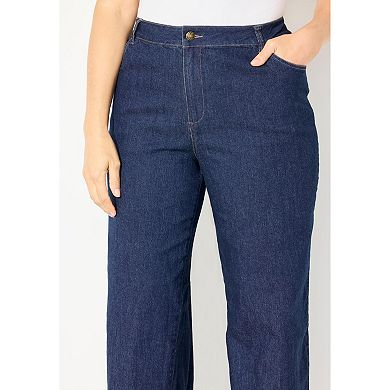 Catherines Women's Plus Size Right Fit Curvy Wide Leg Jean