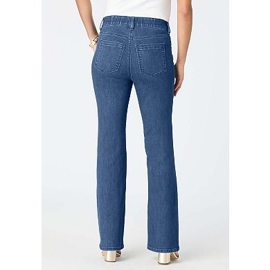 Roaman's Women's Plus Size High-Rise Tummy Control Bootcut Jeans