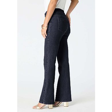 Roaman's Women's Plus Size High-Rise Tummy Control Bootcut Jeans