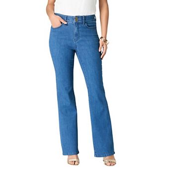 Roaman's Women's Plus Size High-Rise Tummy Control Bootcut Jeans