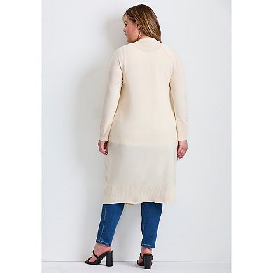 Avenue Women's Plus Size Raglan Sleeve Duster Cardigan