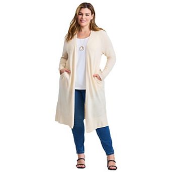Avenue Women's Plus Size Raglan Sleeve Duster Cardigan