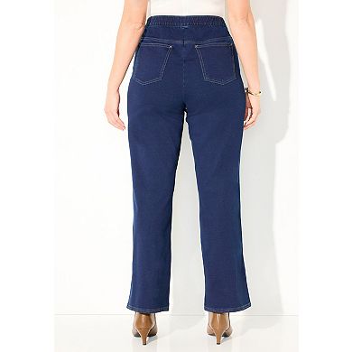 Catherines Women's Plus Size Petite The Wide Leg Knit Jean