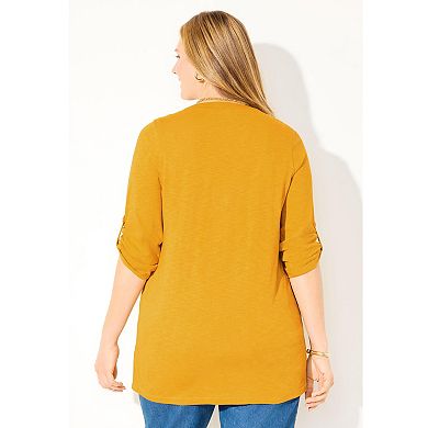 Catherines Women's Plus Size Embroidered Buttonfront Tunic