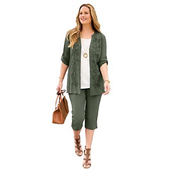 Catherines Women's Plus Size Embroidered Buttonfront Tunic