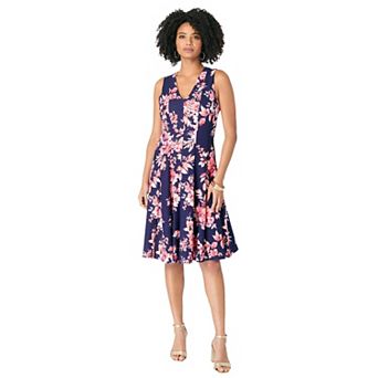 Roaman's Women's Plus Size Sleeveless Fit And Flare Dress