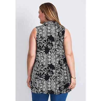 Avenue Women's Plus Size Zip Neck Hi-Low Shirt