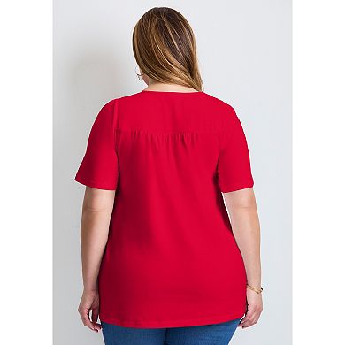 Avenue Women's Plus Size Smocked Squareneck Top