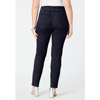 Roaman's Women's Plus Size Plus Size High-Rise Tummy Control Straight-Leg Jeans