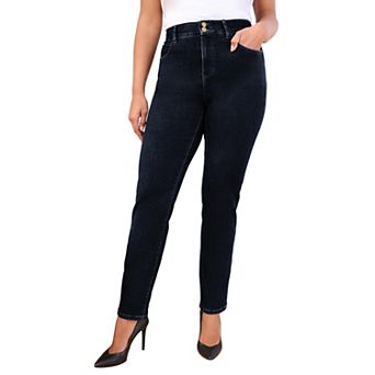 Roaman's Women's Plus Size High-Rise Tummy Control Straight-Leg Jeans